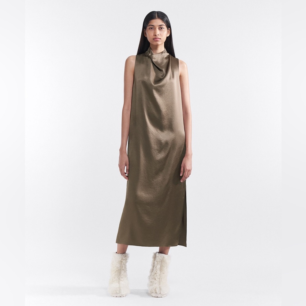 NWT Filippa K bronze cowl neck dress